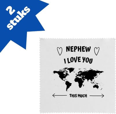 Akyol - nephew i love you this much brillendoekjes - Neef - geweldige neef - liefste neef - verjaardag - cadeau - kado - bedankje - geschenk - 17,8 bij 17,8 cm - 2 stuks