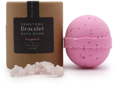 Rozenkwarts Edelsteen Armband Badbom - Gift set - Bergamot