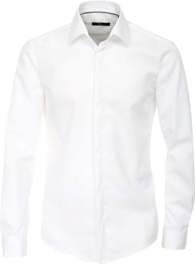 VENTI modern fit smoking overhemd - dubbele manchet en Kent kraag - wit - Strijkvrij - Boordmaat: 39 (EU maat: M)
