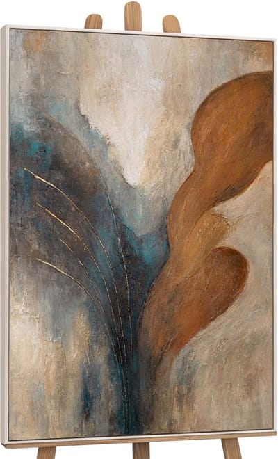 Canvas schilderij handgeschilderd wind and gold abstract – YS-Art Gallery – Luxe wanddecoratie voor woonkamer – Modern schilderij voor slaapkamer en hal