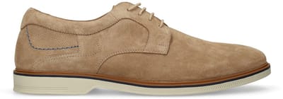 No Stress - Heren - Beige suède veterschoenen - Maat 44