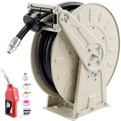 VEVOR Brandstofslanghaspel 9,9 m, Industriële Olieslanghaspel met 20 Bar 3/4-Inch Nbr Slangmondstuk en Automatische Oprolfunctie, Intrekbare Slanghaspel voor Diesel en Kerosine