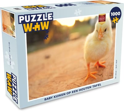 Puzzel Baby kuiken op een houten tafel - Legpuzzel - Puzzel 1000 stukjes volwassenen