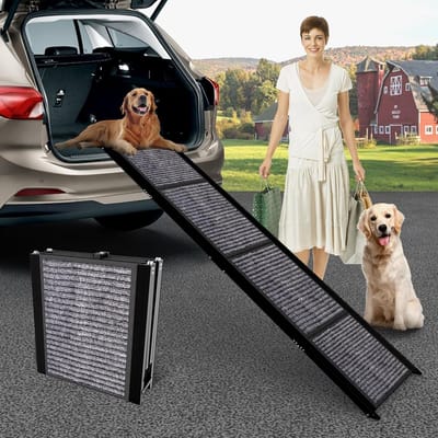 Hondenhelling 170 cm Vouwbare Auto Ramp met Dierendeken - Antislip Oppervlak en Honden Trappen voor SUV en Vrachtwagen
