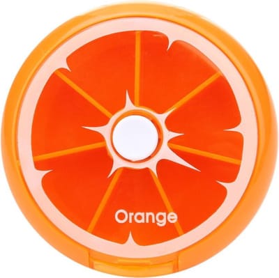 New Age Devi - Pillendoos - (7 dagen) - Extra Grote Compartimenten - Gemakkelijk te Openen - Perfect voor Onderweg - Oranje - Sinaasappel