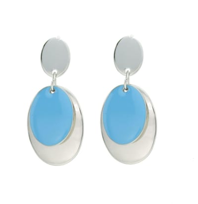 Behave - Oorbellen ovaal blauw accent - Statement voor zomer en avond