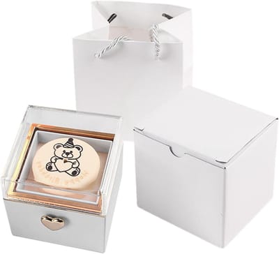 Sieradendoos Taartdesign - Ringhouder Decoratief - Sieraden Opbergen - Draaibare Presentatie - 9.4D x 15.6W x 9.4H cm - Wit