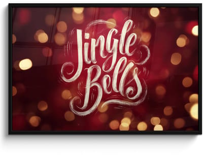 Poster in lijst - Fotolijst 120x80 cm - Posters - Jingle - Bells - Kerst - Rood - Posterlijst zwart - Decoratie - Wanddecoratie woonkamer - Muurdecoratie slaapkamer - Kerstversiering - Kerstdecoratie voor binnen - Kerstmis