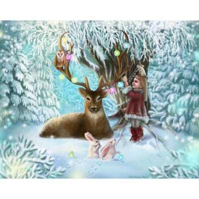 Peinture de diamant à faire soi-même, fille de neige, hibou, cerf, broderie, point de croix, mosaïque, strass 20X30CM gray
