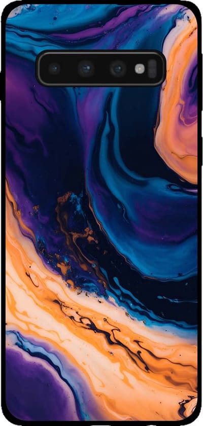 Smartphonica Telefoonhoesje voor Samsung Galaxy S10 marmer look - backcover marmer hoesje - Blauw geschikt voor Samsung Galaxy S10