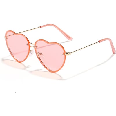 Nouveaux Lunettes de Soleil Anti-ultraviolets Cœur Lunettes de Soleil Cœur Alliage Métal Femmes Adultes Mode Élégant Sans Monture