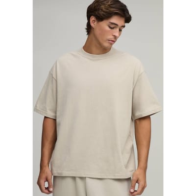 Oversized Heavyweight Zacht Aanvoelend T-shirt | Stone | Size XS