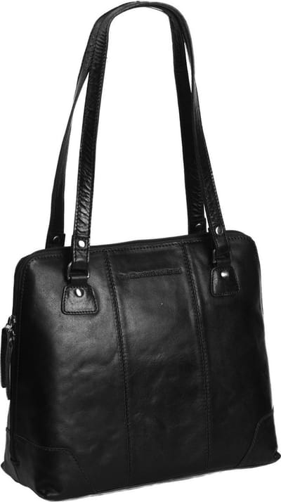 The Chesterfield Brand Antique Buff Schoudertas Elly Black