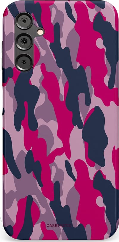Casetastic hoesje geschikt voor Samsung Galaxy A14 (2023) 5G / Samsung Galaxy A14 (2023) 4G - Dubbellaagse bescherming - Urban Pink Camo - Fashion Case - Lila Roze Donkergrijs Grijs