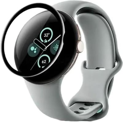 DrPhone PROTEC Pro - Geschikt voor Google Pixel Watch 41mm PC + PMMA Folie 3D - Alternatief Tempered Glass - Volledige Bescherming - Zwart