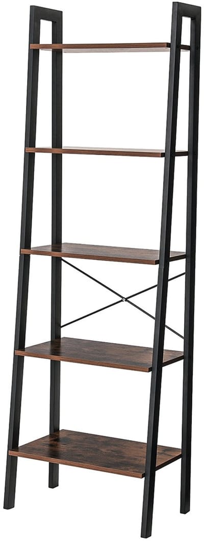 Ladderplank - Staande Plank - 5 Planken - Boekenplank - Ladderdisplay Plank - Moderne Ladderplank - Hoge Ladderplank - Ladderplank Voor Opslag - Industrieel Design - Spaanplaat - Vintage - 56 x 172 x 34 cm (B x H x D)