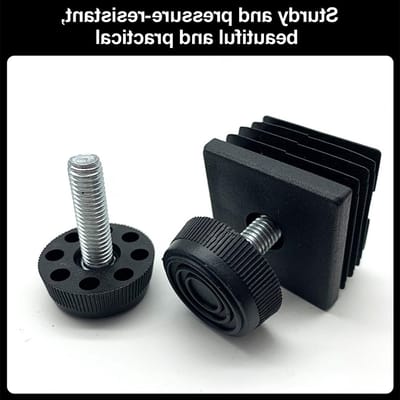 Set van 6 Vierkante M8 Dopschroeven van Plastic voor Meubelvoeten, Verstelbare Voetdoppen en Eindkappen, 40 x 40 mm voor Stabiele Meubels
