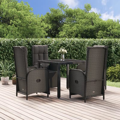 vidaXL - 5-delige - Tuinset - met - kussens - poly - rattan - zwart