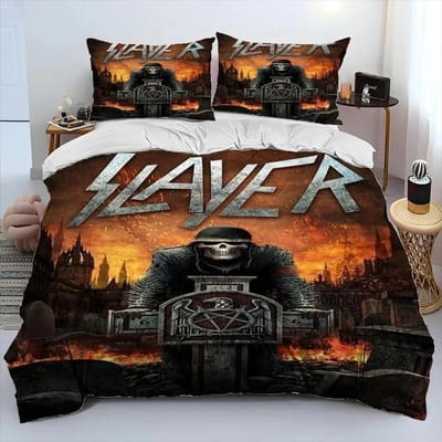Slayer Heavy Metal Band Muziek Dekbed Beddengoed Collectie Dekbedovertrek Bed Collectie Dekbedhoes Kussensloop King Queen Maat Beddengoed Collectie Kinderen 70x133cm 2pcs