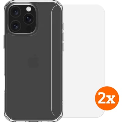 BlueBuilt Protective Back Cover iPhone 16 Pro Max Transparant + Screenprotector Duo Pack