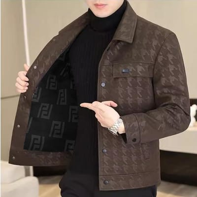 Veste en cuir pour homme, veste en cuir PU décontractée ample et tendance haut de gamme pour homme, manteau pour homme, nouvelle collection printemps et automne 3XL café