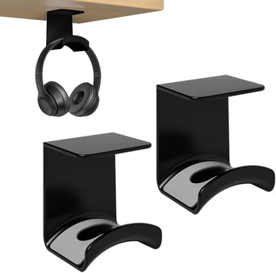 2 Stuks koptelefoonstandaard - Headset Hanger - Haak - Koptelefoon Standaard - Headset Houder - voor gamingheadsets - Headset Stand - Muur - koptelefoon standaard - antislip en slijtvast - voor bureaus en computertafels - Klevend - zwart