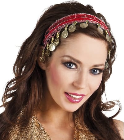 Buikdanseres hoofdband/diadeem rood dames verkleedaccessoire