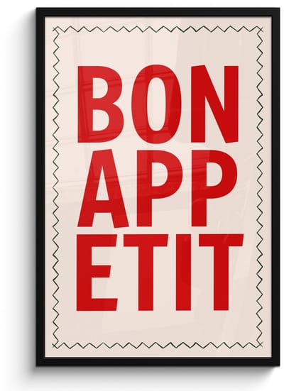 Poster in lijst - Fotolijst 60x90 cm - Posters - Blokletters - Rood - Kartelrand - Posterlijst zwart - Decoratie - Wanddecoratie woonkamer - Muurdecoratie slaapkamer