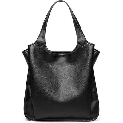 Sacs à main de luxe en cuir de vache pour femmes, sacs de loisirs, couleur unie, grande capacité, sacs à bandoulière avec fermeture éclair noir