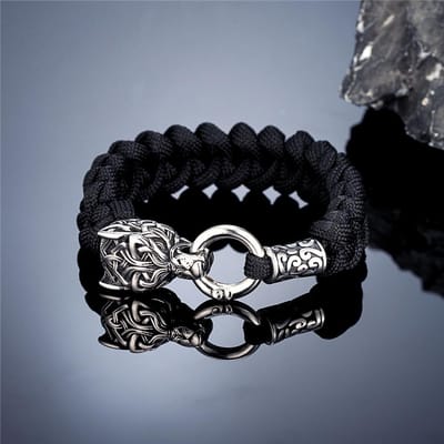 Vintage Noorse Runen Keltische Wolf Survival Touw Armbanden Heren Handgemaakte Outdoor Roestvrijstalen Lanyard Polsband Vikings Sieraden 23cm gray