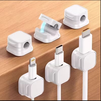 FOXLY® Magnetische Kabel Houder 6 stuks - Wit - Kabel Clips - Bureau Organizer - Zelfklevend - Kabel management