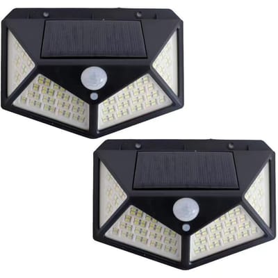 Lumière solaire extérieure jardin lumière corps humain Induction applique murale quatre côtés 100LED Rechargeable 2pcs