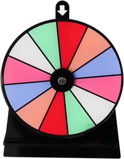 Draaibaar Prijzenrad - Tekenspel Tafel - Kermis Klaslokaal - 12 Uitwisbare Vakken - 15x20 cm - Regenboog