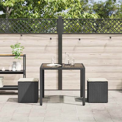 vidaXL - Tuinkrukken - met - kussens - 2 - st - 40x40x43 - cm - poly - rattan - zwart