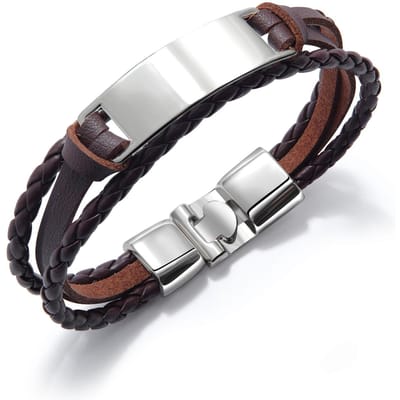 Bracelet tissé multicouche simple et polyvalent tendance pour homme, bracelet hip-hop personnalisé pour homme, bijoux marron