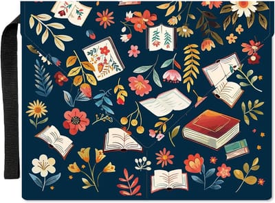 CRASPIRE Flower Pattern Book Cover Book Cover 28 x 22cm Book Protector for Paperbacks Washable Fabric Cloth Book Cover with Handle and Extra Sleeve Pocket for Book Lovers Classmate Gifts