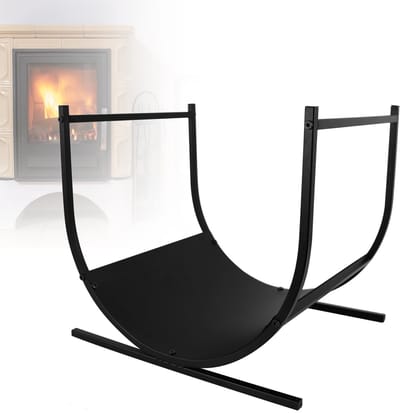 Metalen brandhoutrek - U-vormig - Zwart - 44,5 x 40 x 37,5 cm
