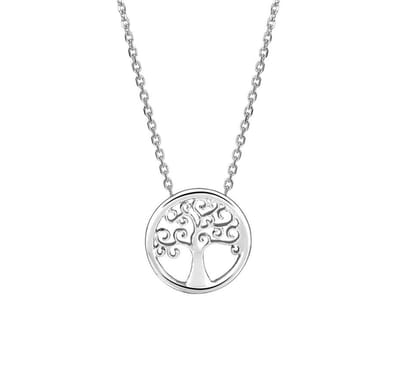 YO&NO - Ketting - Zilver - Anker - Levensboom - 1,5mm - 41 + 4 cm - Sieraden vrouw - Gerhodineerd - Zilver 925