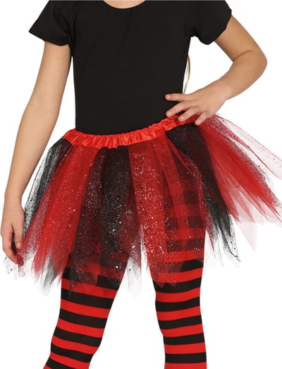 Heksen petticoat/tutu verkleed rokje - rood/zwart - 31 cm - voor meisjes - Tule onderrokjes - voor kinderen