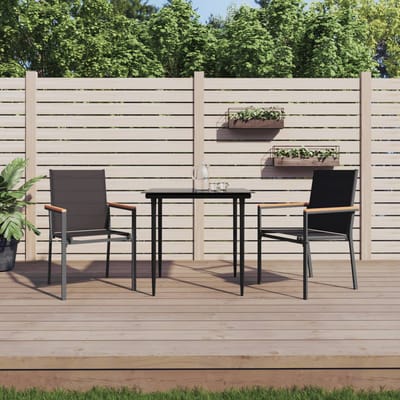 vidaXL - 3-delige - Tuinset - textileen - en - staal - zwart