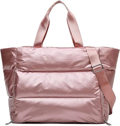 Grote draagtas voor dames - lichtgewicht reistas - gewatteerde tas met rits - yogatas - gewatteerde werktas - rose