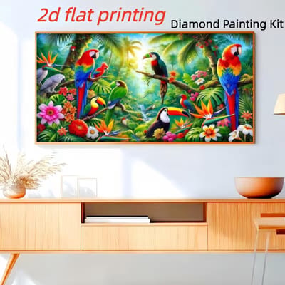 diamond painting 80 x 40 cm--Kleurige regenwoudvogels-- Geschikt voor Woonkamer Wanddecoratie , Zonder Lijst Geschikt voor Slaapkamer, Hal | Ontspannende Hobby voor Volwassenen, Verjaardags-/Kerstcadeau