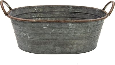 Verzinkte kuip schaal plantenbak voor tuindecoratie buiten bruiloftsdecoratie - grote bloempot (44 cm)