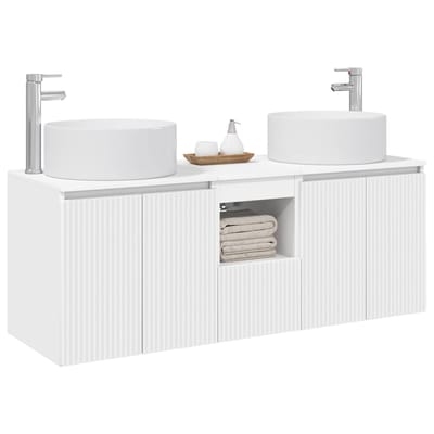 vidaXL - Badkamerkast - set - 3 - st - Wit - 49,5 - x - 44,5 - x - 65,5 - cm - Bewerkt - hout