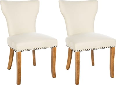 CLP Zadar Set van 2 eetkamerstoelen - Klassiek - Houten stoel - Zonder armleuning - Stof - creme antiek licht