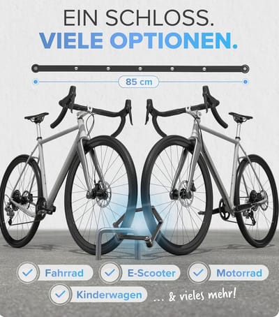 Famanu - Opvouwbaar fietsslot I Veilige diefstalbeveiliging met beugel I In gehard staal Anti-diefstal, slot, fietsslot, fietssloten, E-bike, motorfiets