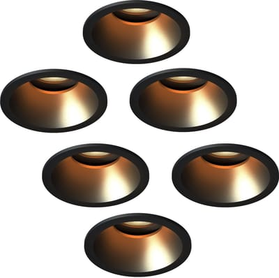 Ledvion – 6x LED Inbouwspot Rond ø81mm – Zwart – Dimbaar – Kantelbaar – GU10 – 2700K – 3W – IP20