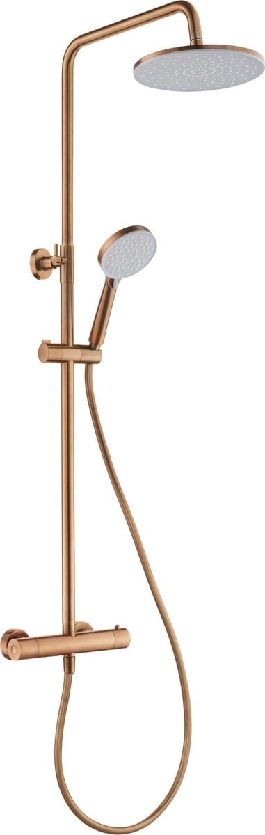 Saqu Eurotrend 225 regendoucheset met 4 straalsoorten Ø23cm geborsteld koper