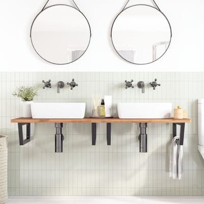 vidaXL - Badkamer - wandschap - staal - en - massief - beukenhout