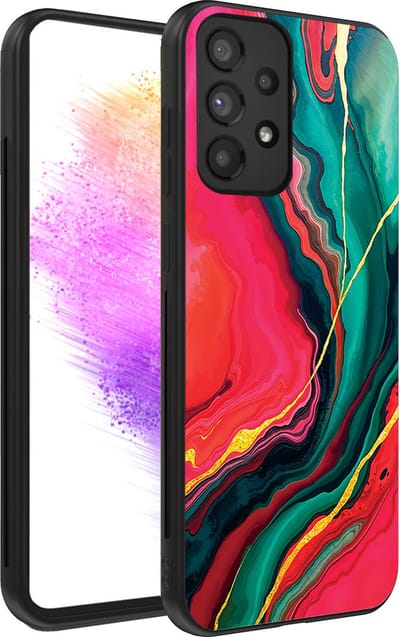Smartphonica Telefoonhoesje Geschikt voor Samsung Galaxy A73 5G met Rood Groen Marmer Opdruk - TPU Backcover Case Red Green Marble Design geschikt voor Samsung Galaxy A73 5G